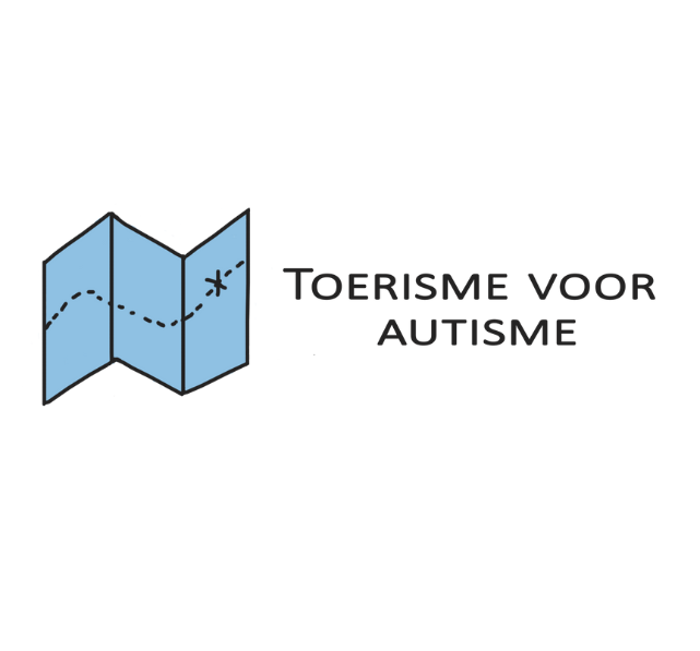 illustratie van opgeplooide landkaart met daarnaast 'Toerisme voor Autisme'